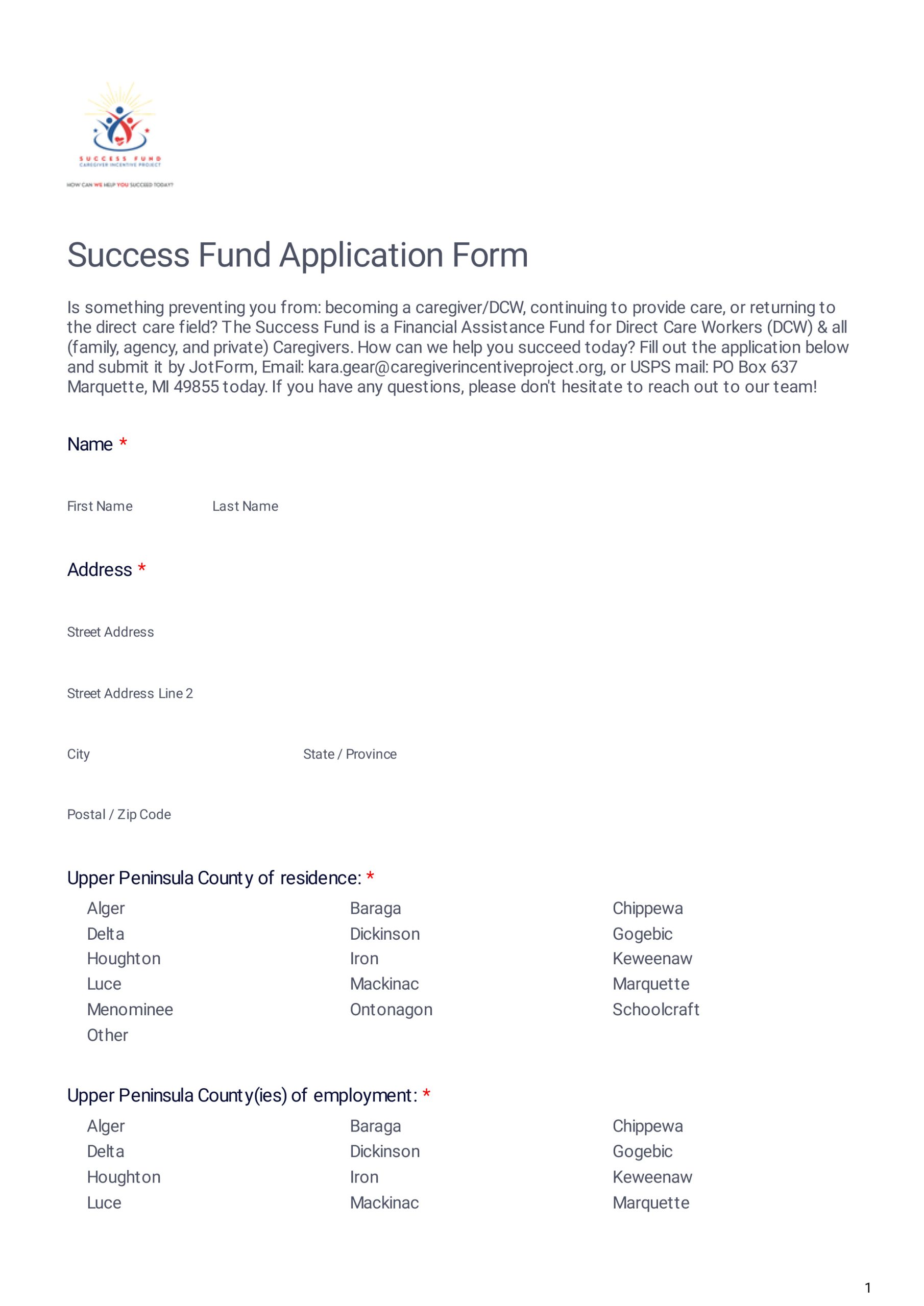 Success Fund | Caregiver Incentive Project